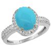 Image 1 : Natural 2.56 ctw Turquoise & Diamond Engagement Ring 10K White Gold - REF-39N6G