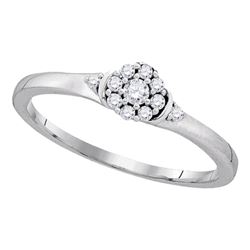 0.14 CTW Diamond Cluster Bridal Engagement Ring 10KT White Gold - REF-16F4N
