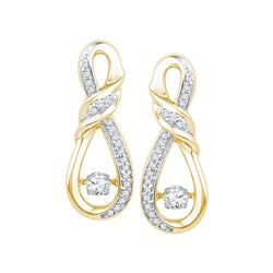 0.33 CTW Diamond Solitaire Ribbon Earrings 10KT Yellow Gold - REF-44W9K