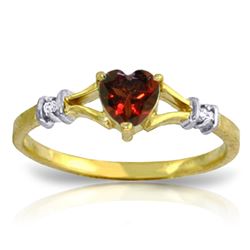 Genuine 0.47 ctw Garnet & Diamond Ring Jewelry 14KT Yellow Gold - REF-27X2M