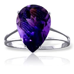 Genuine 5 ctw Amethyst Ring Jewelry 14KT White Gold - REF-34R3P