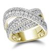 2 CTW Diamond Crossover Fashion Ring 10KT Yellow Gold - REF-194K9W