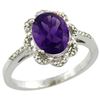Natural 1.85 ctw Amethyst & Diamond Engagement Ring 14K White Gold - REF-38G6M