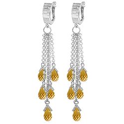 Genuine 7.3 ctw Citrine Earrings Jewelry 14KT White Gold - REF-62H3X