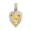 0.85 CTW Mens Diamond Lion Head Animal Charm Pendant 10KT Yellow Gold - REF-101M2H