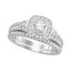 1 CTW Diamond Square Halo Bridal Engagement Ring 14KT White Gold - REF-157W5K
