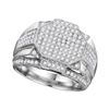 1.51 CTW Mens Diamond Polygon Octagon Cluster Ring 10KT White Gold - REF-112N5F