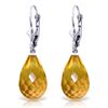 Genuine 14 ctw Citrine Earrings Jewelry 14KT White Gold - REF-28Z5N