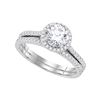 1.2 CTW Diamond Halo Bridal Engagement Ring 14KT White Gold - REF-299M9H