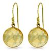 Genuine 12 ctw Citrine Earrings Jewelry 14KT Yellow Gold - REF-24Z4N
