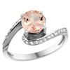 Natural 0.94 ctw morganite & Diamond Engagement Ring 14K White Gold - REF-56G2M