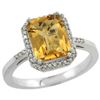 Natural 2.63 ctw Whisky-quartz & Diamond Engagement Ring 10K White Gold - REF-31W9K