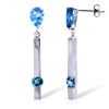 Genuine 4.25 ctw Blue Topaz Earrings Jewelry 14KT White Gold - REF-54V6W
