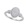 0.25 CTW Diamond Oval Cluster Bridal Engagement Ring 10KT White Gold - REF-22X4Y
