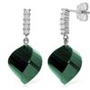 Genuine 30.65 ctw Green Sapphire Corundum & Diamond Earrings Jewelry 14KT White Gold - REF-59W9Y