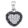 0.33 CTW Black Color Diamond Heart Love Pendant 10KT White Gold - REF-14F9N