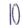 2.33 CTW Natural Blue Sapphire Hoop Earrings 14KT White Gold - REF-82N4F