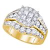 Image 1 : 2.1 CTW Princess Diamond Soleil Halo Bridal Ring 14KT Yellow Gold - REF-240W2K