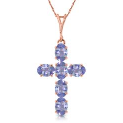 Genuine 1.50 ctw Tanzanite Necklace Jewelry 14KT Rose Gold - REF-44R7P