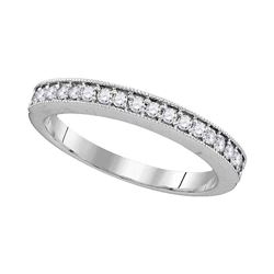 0.25 CTW Pave-set Diamond Single Row Wedding Ring 10KT White Gold - REF-22X4Y