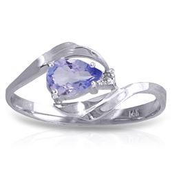 Genuine 0.51 ctw Tanzanite & Diamond Ring Jewelry 14KT White Gold - REF-29R3P