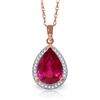 Image 1 : Genuine 5.51 ctw Ruby & Diamond Necklace Jewelry 14KT Rose Gold - REF-98Z3N