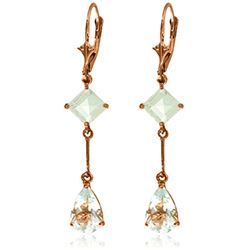 Genuine 3.75 ctw Aquamarine Earrings Jewelry 14KT Rose Gold - REF-47K6V