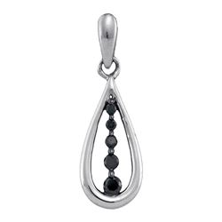 0.13 CTW Black Color Diamond Teardrop Pendant 10KT White Gold - REF-8Y2X