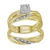 Image 1 : 0.14 CTW His & Hers Diamond Solitaire Matching Bridal Ring 10KT Yellow Gold - REF-32K9W
