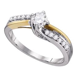 0.50 CTW Diamond Solitaire 2-Tone Bridal Engagement Ring 14k White Gold - REF-75Y2X