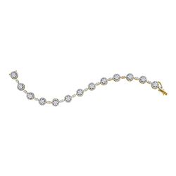 3.52 CTW Diamond Tennis Flower Cluster Bracelet 14KT Yellow Gold - REF-359X9Y