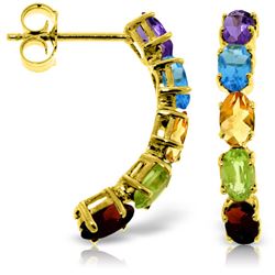 Genuine 2.5 ctw Multi-gemstones Earrings Jewelry 14KT Yellow Gold - REF-37W4Y