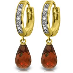 Genuine 4.54 ctw Garnet & Diamond Earrings Jewelry 14KT Yellow Gold - REF-52V2W