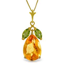 Genuine 6.5 ctw Citrine & Peridot Necklace Jewelry 14KT Yellow Gold - REF-34H6X