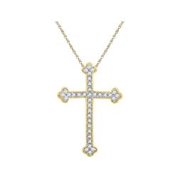 0.20 CTW Diamond Gothic Cross Pendant 10KT Yellow Gold - REF-16F4N