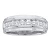 Image 1 : 0.53 CTW Mens Channel-set Diamond Wedding Ring 10KT White Gold - REF-57M2H