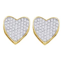 0.33 CTW Diamond Heart Love Cluster Earrings 10KT Yellow Gold - REF-30F2N