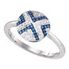Image 1 : 0.15 CTW Blue Color Diamond Cluster Ring 10KT White Gold - REF-24H2M