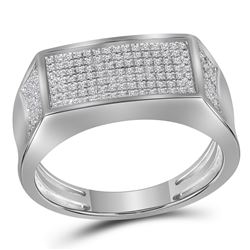 0.35 CTW Mens Diamond Rectangle Cluster Ring 10KT White Gold - REF-47Y9X