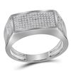 Image 1 : 0.35 CTW Mens Diamond Rectangle Cluster Ring 10KT White Gold - REF-47Y9X