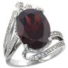 Image 1 : Natural 6.78 ctw garnet & Diamond Engagement Ring 14K White Gold - REF-101K5R