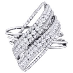 2.48 CTW Diamond Crossover Open Strand Cocktail Ring 10KT White Gold - REF-206M9H