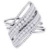 Image 1 : 2.48 CTW Diamond Crossover Open Strand Cocktail Ring 10KT White Gold - REF-206M9H