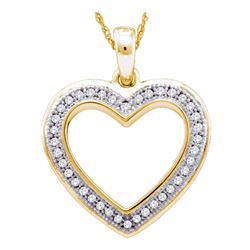 0.10 CTW Diamond Heart Outline Pendant 10KT Yellow Gold - REF-16X4Y