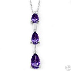 Genuine 1.71 ctw Amethyst Necklace Jewelry 14KT White Gold - REF-27Z5N