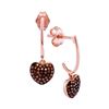 Image 1 : 0.25 CTW Red Color Diamond Heart Dangle Earrings 10KT Rose Gold - REF-25M4H