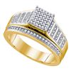 Image 1 : 0.25 CTW Diamond Rectangle Cluster Bridal Engagement Ring 10KT Yellow Gold - REF-30K2W