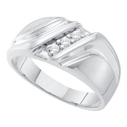 0.10 CTW Mens Diamond Wedding Anniversary Ring 10KT White Gold - REF-22W4K