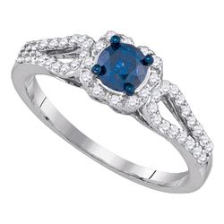 0.78 CTW Blue Color Diamond Solitaire Bridal Engagement Ring 10KT White Gold - REF-49W5K