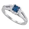 Image 1 : 0.78 CTW Blue Color Diamond Solitaire Bridal Engagement Ring 10KT White Gold - REF-49W5K